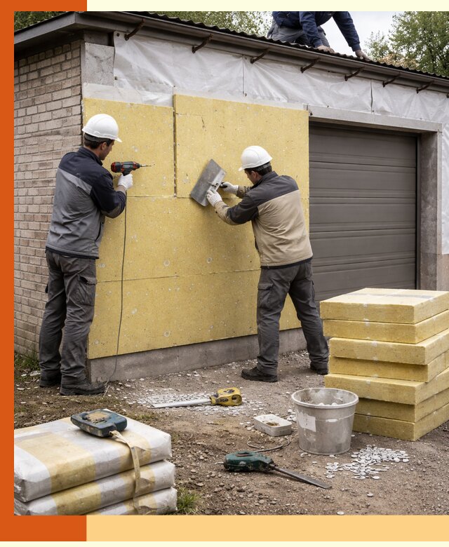 Утепление гаража снаружи в Азнакаево качественно и надёжно