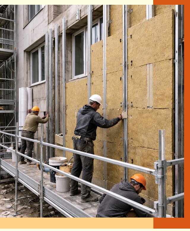 Утепление вентилируемого фасада в Азнакаево от 5747 руб/м2 — монтаж и утепление вентфасад | ТепломастерЗнк