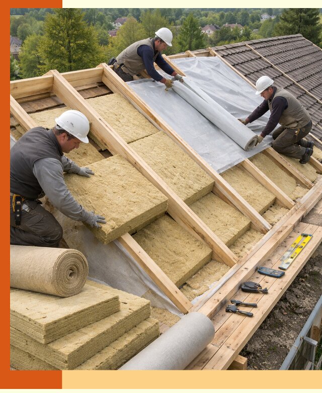 Утепление скатной крыши в Азнакаево качественно и надёжно