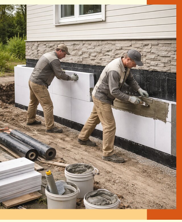 Утепление фундамента снаружи в Азнакаево от 4310 руб. за м² | ТепломастерЗнк