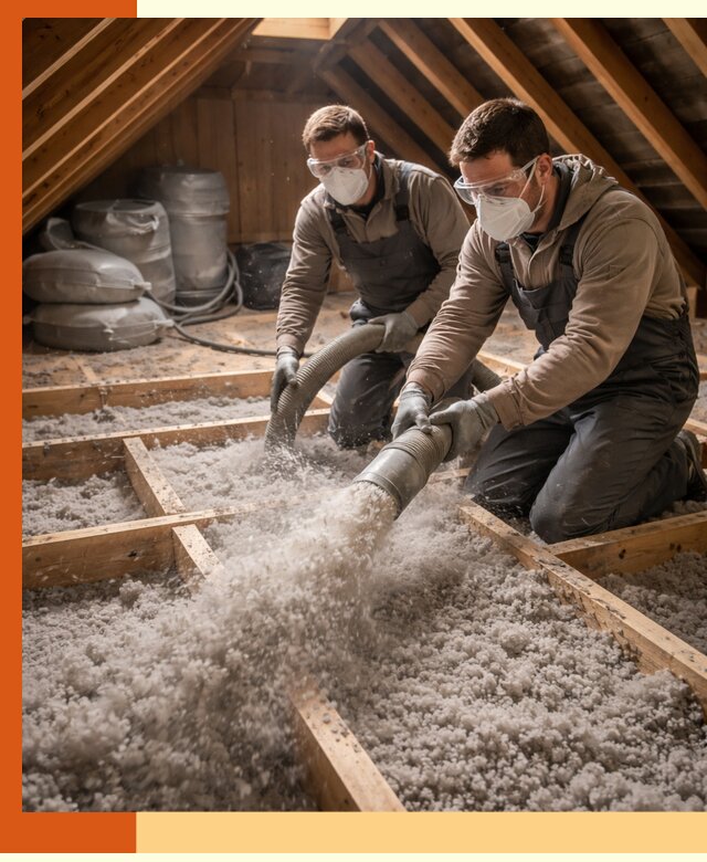 Утепление чердака эковатой в Азнакаево — быстро и надёжно