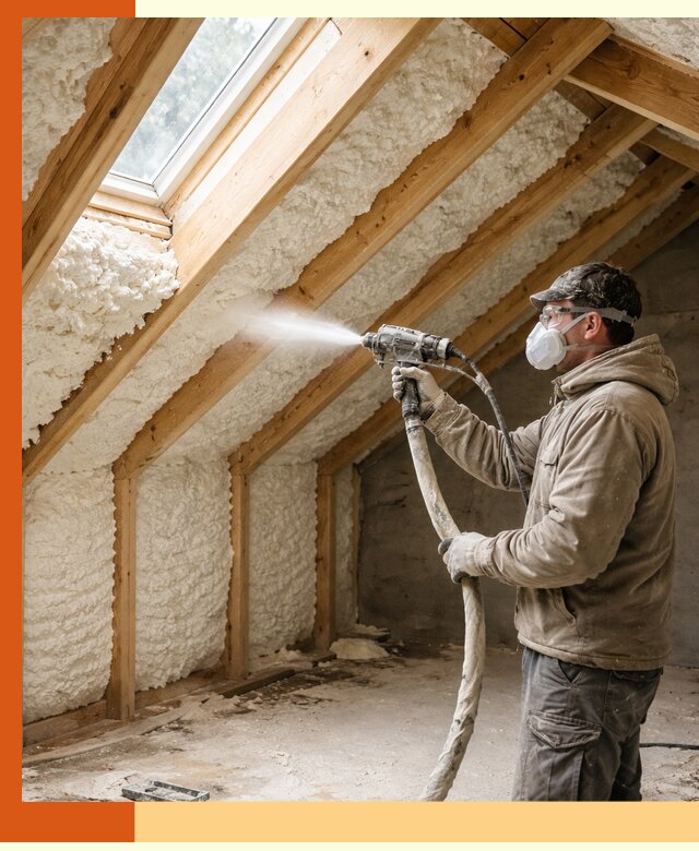 Утепление мансарды ППУ в Азнакаево быстро и надежно