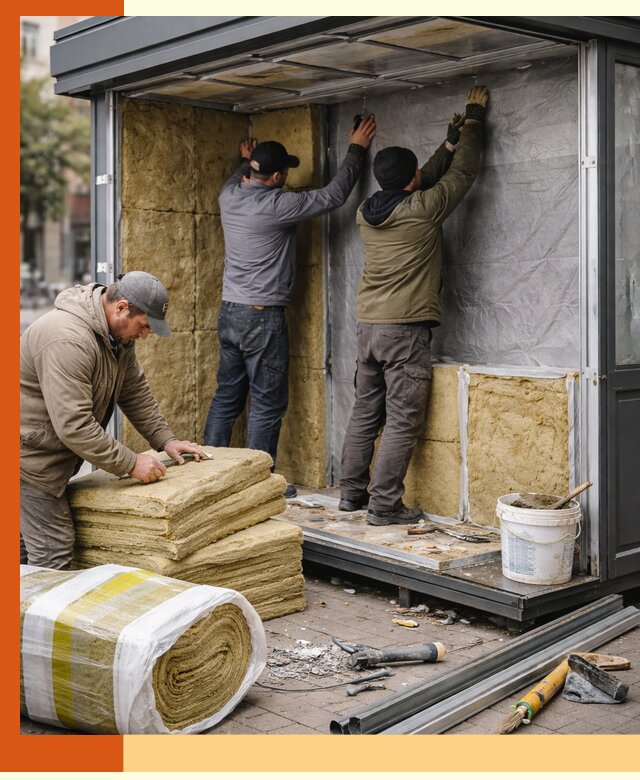 Утепление павильона шаурмы под ключ в Азнакаево