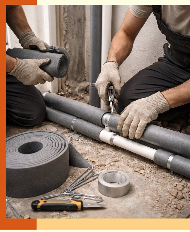 Утепление труб водоснабжения в Азнакаево — монтаж и защита сети